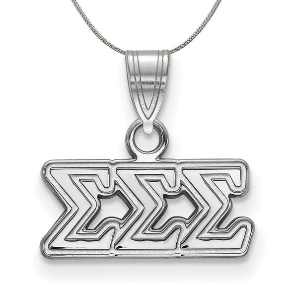 Sterling Silver Sigma Sigma Sigma Small Greek Necklace - 24 Inch - Picture 1 of 8